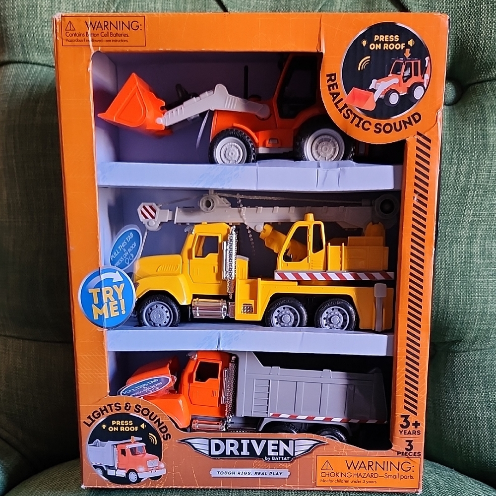 Driven Toy Construction Vehicle Set - Orange and Gray